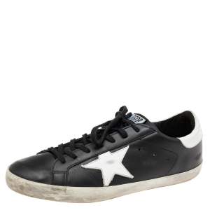 Golden Goose Black Leather Superstar Sneakers  Size 43