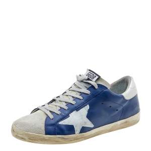Golden Goose Blue Leather And Suede Superstar Low Top Sneakers Size 41