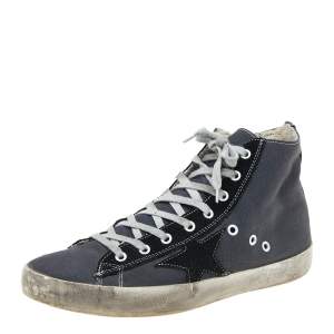 Golden Goose Grey/Black Canvas And Suede Francy High Top Sneakers Size 42