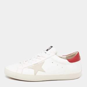 Golden Goose White/Red Leather Star Superstar Sneakers Size 45