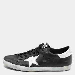 Golden Goose Black Leather Superstar Classic Sneakers Size 44