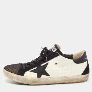 Golden Goose White/Black Nylon and Suede Superstar Sneakers Size 42