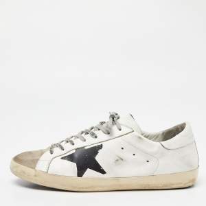 Golden Goose White/Grey Suede and Leather Superstar Sneakers Size 44