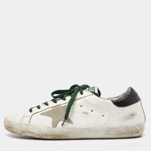 Golden Goose White Leather And Grey Suede Hi Star Sneakers Size 43