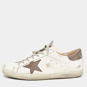 Golden Goose White/Grey Leather Superstar Sneakers Size 44