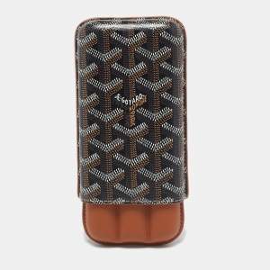 Goyard Brown Goyardine Coated Canvas and Leather Churchill 3 Cigar Case
