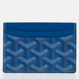 Goyard Blue Goyardine Coated Canvas and Leather Saint Sulpice Card Holder