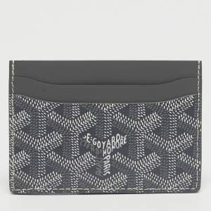 Pre Owned Goyard Grey Goyardine Coated Canvas and Leather Saint Sulpice Card Holder