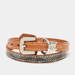 Goyard Edmond Leather Silver Tone Bracelet