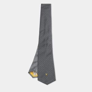 Goyard Grey Patterned Silk Skinny Tie 