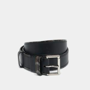 Pre Owned Goyard Black Goyardine Coated Canvas and Leather Florida Belt 95 CM