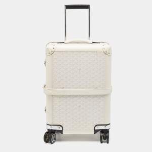 Goyard White Goyardine Coated Canvas and Leather Bourget PM Trolley Case