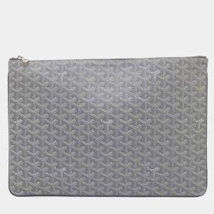 Goyard Gray Pvc Coated Canvas Senna GM Clutch Bag