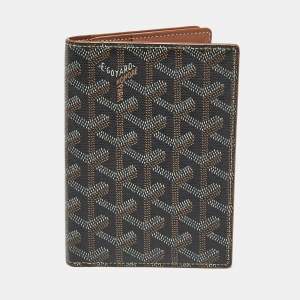 Pre Owned Goyard Brown Goyardine Coated Canvas and Leather Travel Wallet