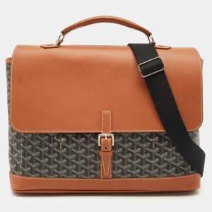 Pre Owned Goyard Brown Goyardine Coated Canvas and Leather Citadin Messenger Bag
