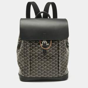 Pre Owned Goyard Black Goyardine Coated Canvas and Leather Alpin MM Backpack