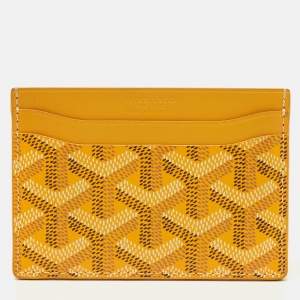 Pre Owned Goyard Yellow Goyardine Coated Canvas and Leather Saint Sulpice Card Holder