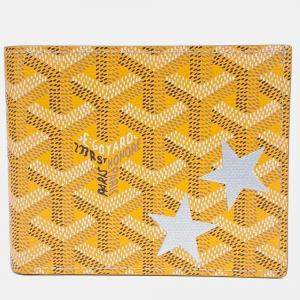 Pre Owned Goyard Yellow Coated Canvas Macage Bigtoire Half Wallet