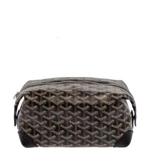 Goyard Black Goyardine Coated Canvas and Leather Boeing 25 Trousse Clutch