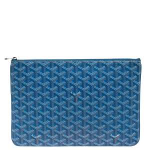 Goyard Blue Goyardine Coated Canvas Zip Pouch
