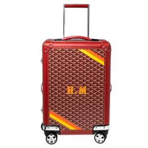 Goyard Red Goyardine Canvas and Leather Bourget PM Trolley