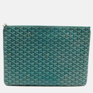 Goyard Green Goyardine Coated Canvas Senat GM Clutch