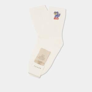 Gucci White Cotton Treccina Latte Socks M (24-26 cm)