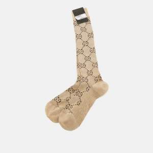 مملوكة مسبقًا Gucci Beige GG Lamé Socks M
