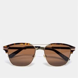 Pre Owned Gucci Black/Turquoise Brown GG0241S Aviator Sunglasses