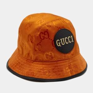 Pre Owned Gucci Off the Grid Orange GG Fabric Bucket Hat S