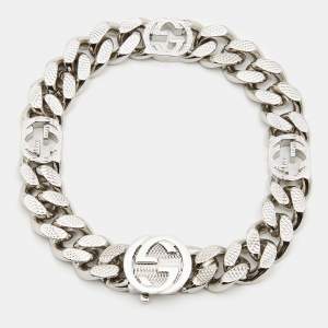 Gucci Interlocking G Silver Tone Bracelet
