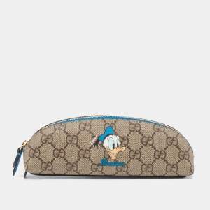 Gucci x Disney Beige/Blue GG Supreme And Leather Pencil Case