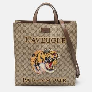 Gucci Beige GG Supreme Canvas L'Aveugle Par Amour Tote