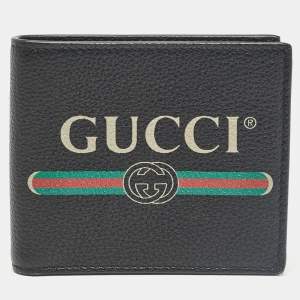 Gucci Black Leather Logo Bifold Wallet