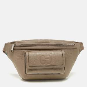 Gucci Khaki Green Guccissima Leather Jumbo GG Belt Bag