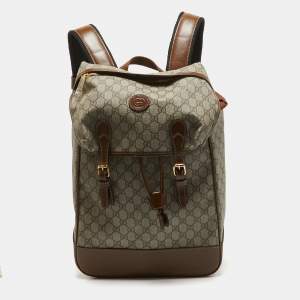 Gucci Brown/Beige GG Supreme Canvas Medium Interlocking G Backpack