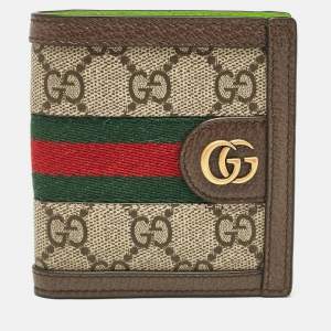 Gucci Beige/Ebony GG Supreme Canvas and Leather Ophidia Bifold Wallet
