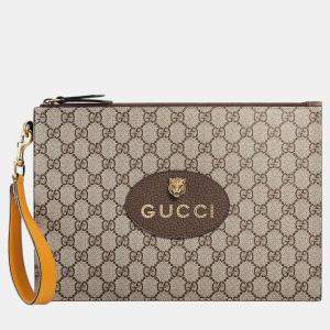 Gucci Beige GG Supreme Clutch Bag