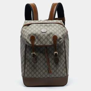Gucci Brown/Beige GG Supreme Canvas Medium Interlocking G Backpack