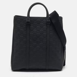 Gucci Black Rubber Effect Guccissima Leather Tote