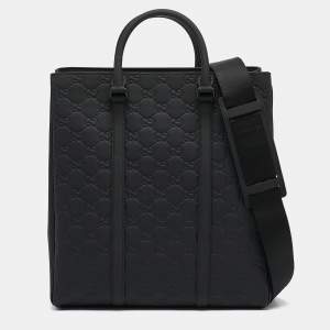 Gucci Black Rubber Effect Guccissima Leather Tote