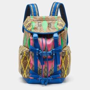 Gucci Multicolor GG Supreme Canvas Rhombus Print Backpack