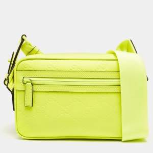 Gucci Lime Green Guccissima Rubber Effect Leather Crossbody Bag