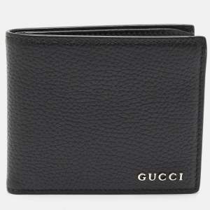 Gucci Black Leather Logo Bifold Wallet