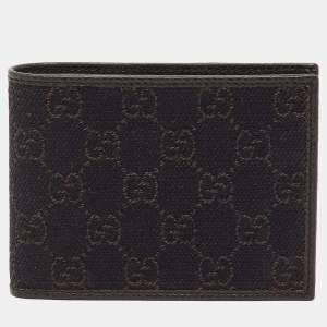 Pre Owned Gucci Dark Brown GG Canvas GG Bifold Wallet