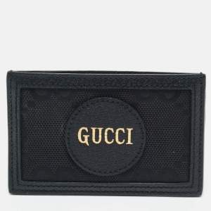 Pre Owned Gucci Black GG Nylon and Leather Off The Grid Card Case