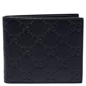 Gucci Navy Blue Guccissima Leather Bifold Wallet
