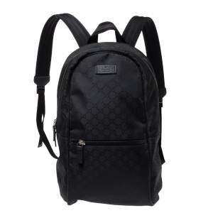Gucci Black GG Nylon and Leather Rucksack Backpack