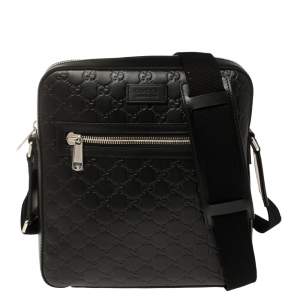 Gucci Black Guccissima Leather Messenger bag