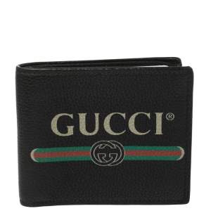 Gucci Black Leather Logo Bifold Wallet 